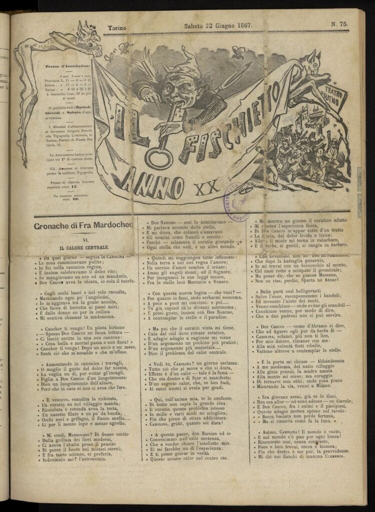 Miniatura de Il Fischietto del 22 de junio de 1867, nº 75