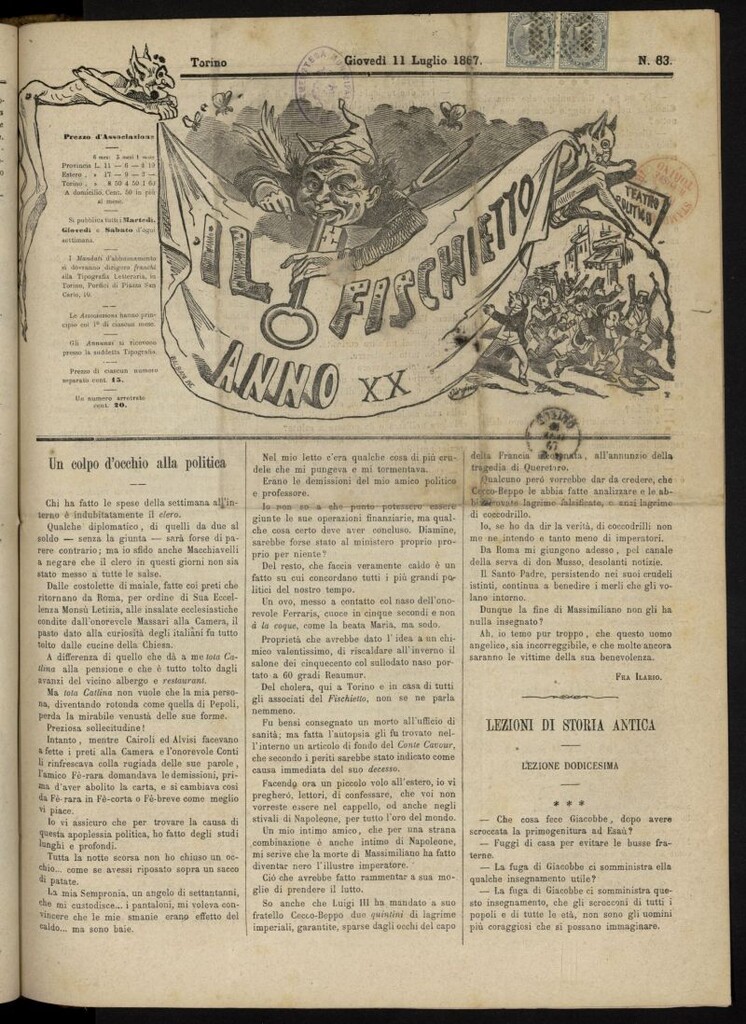Miniatura de Il Fischietto del 11 de julio de 1867, nº 83