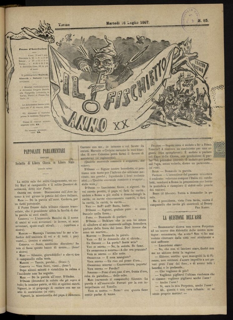 Miniatura de Il Fischietto del 16 de julio de 1867, nº 85