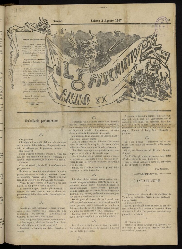 Miniatura de Il Fischietto del 3 de agosto de 1867, nº 93
