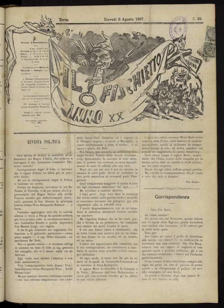 Miniatura de Il Fischietto del 8 de agosto de 1867, nº 95