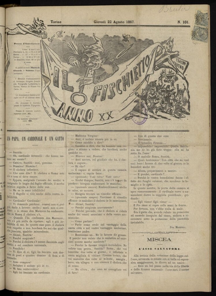 Miniatura de Il Fischietto del 22 de agosto de 1867, nº 101
