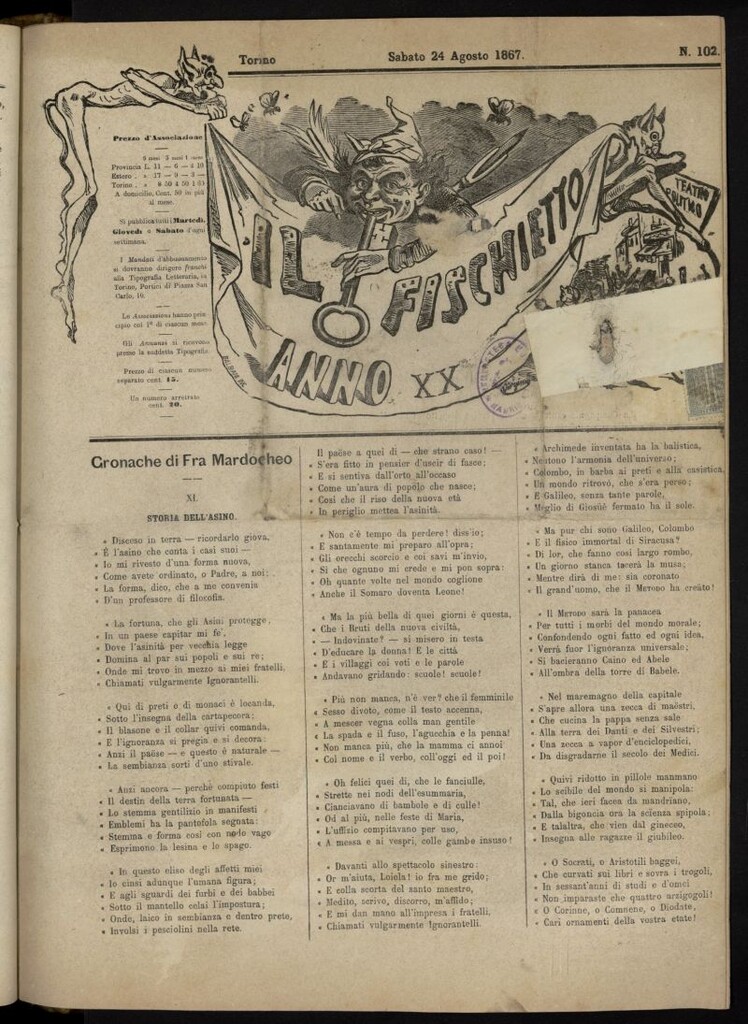 Miniatura de Il Fischietto del 24 de agosto de 1867, nº 102