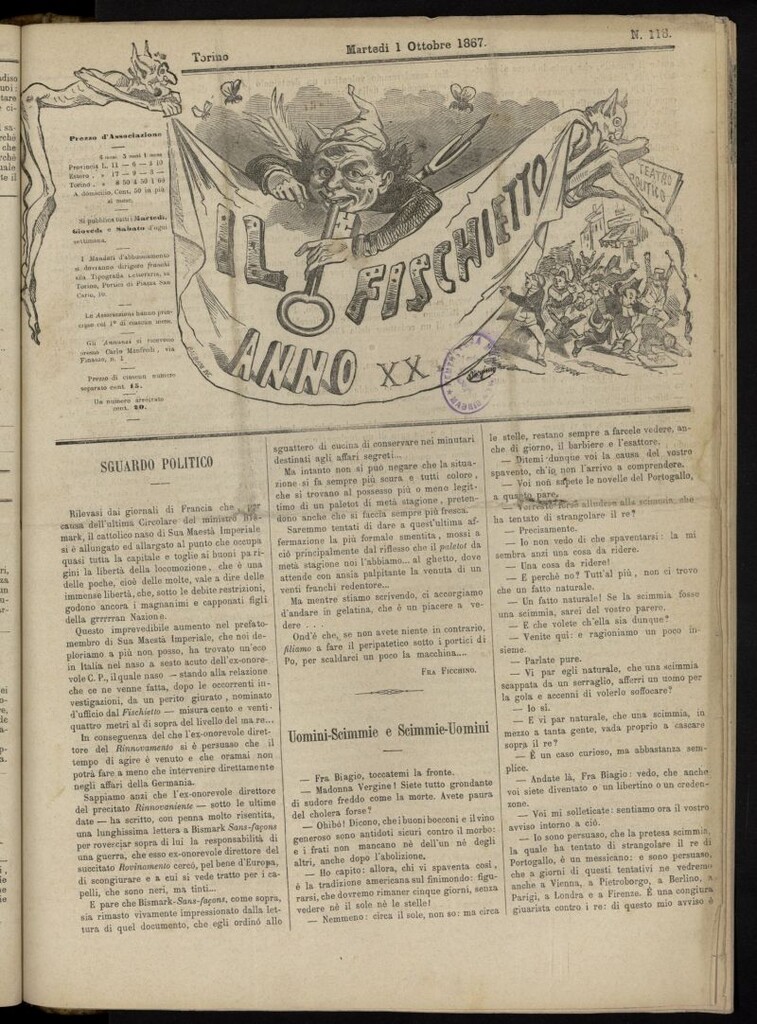 Miniatura de Il Fischietto del 1 de octubre de 1867, nº 118
