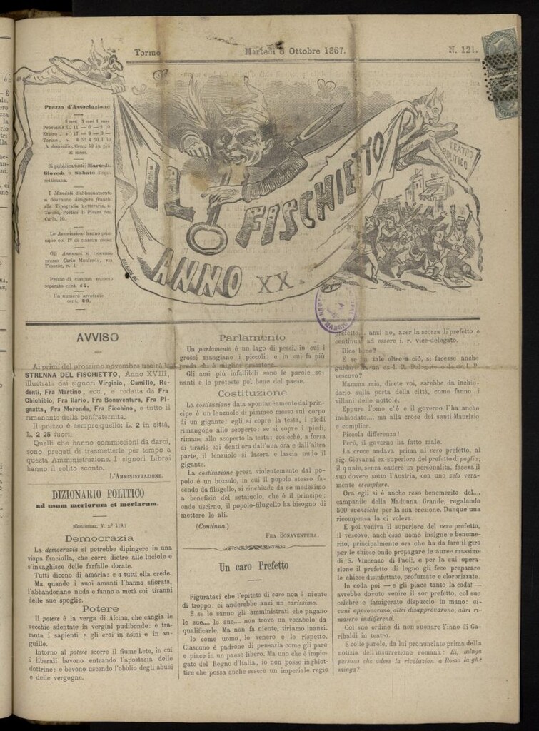 Miniatura de Il Fischietto del 8 de octubre de 1867, nº 121