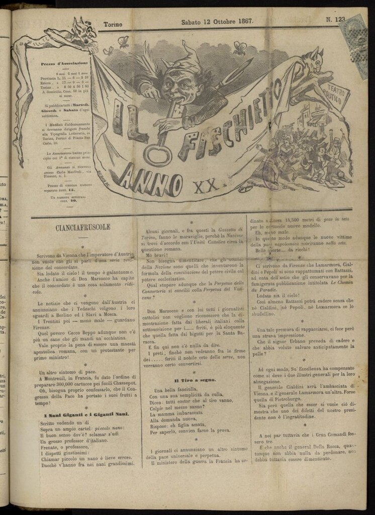 Miniatura de Il Fischietto del 12 de octubre de 1867, nº 123