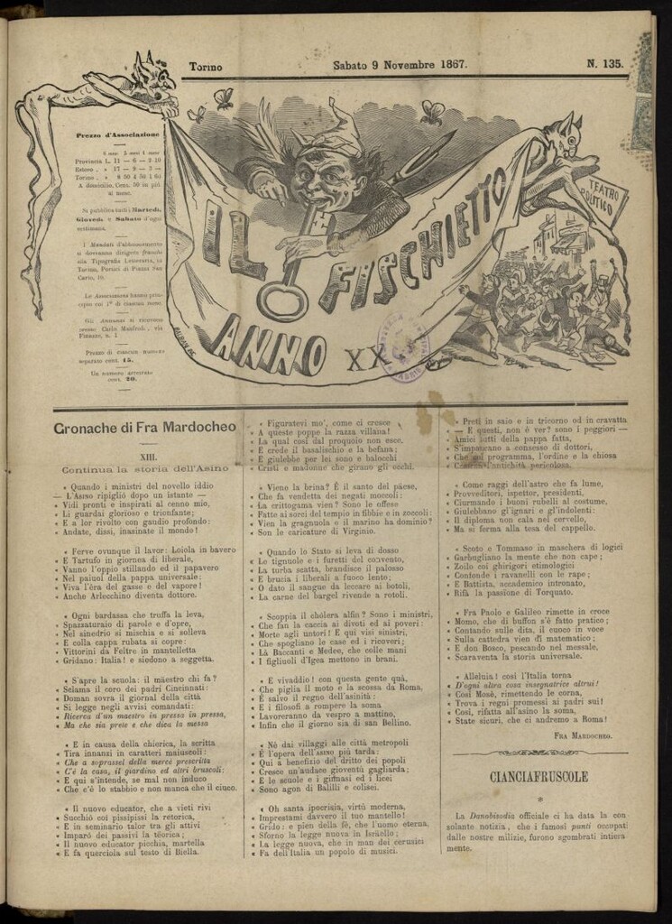 Miniatura de Il Fischietto del 9 de noviembre de 1867, nº 135