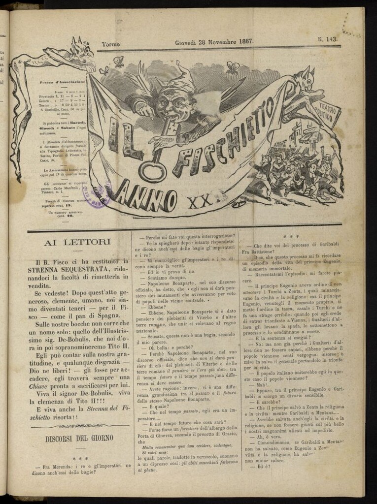 Miniatura de Il Fischietto del 28 de noviembre de 1867, nº 143