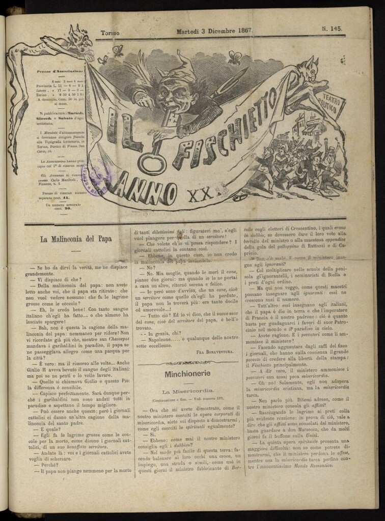 Miniatura de Il Fischietto del 3 de diciembre de 1867, nº 145