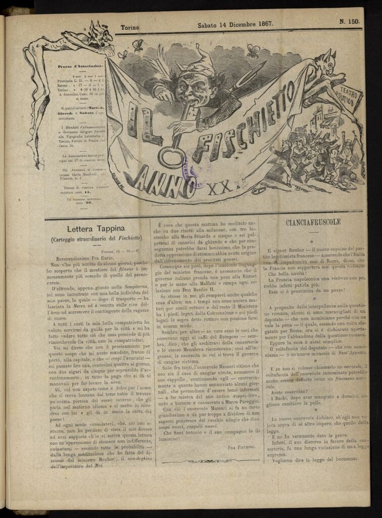 Miniatura de Il Fischietto del 14 de diciembre de 1867, nº 150