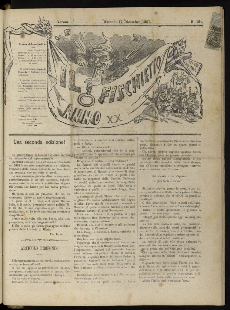 Miniatura de Il Fischietto del 17 de diciembre de 1867, nº 151
