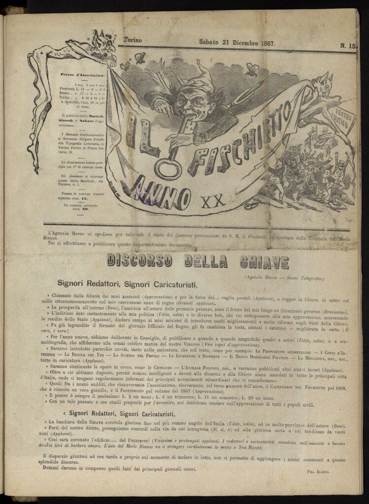 Miniatura de Il Fischietto del 21 de diciembre de 1867, nº 153