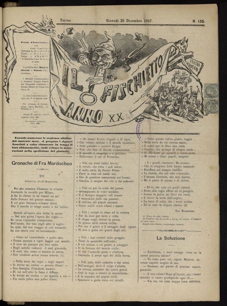 Miniatura de Il Fischietto del 26 de diciembre de 1867, nº 155