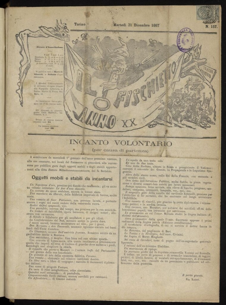 Miniatura de Il Fischietto del 31 de diciembre de 1867, nº 157