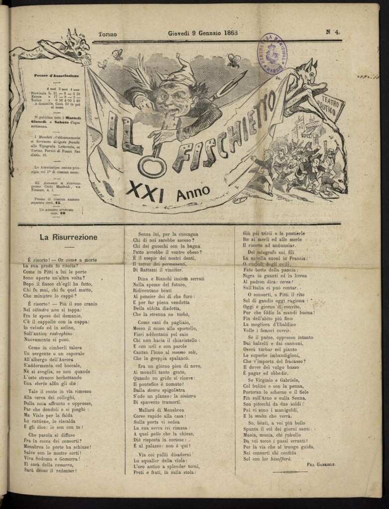 Miniatura de Il Fischietto del 9 de enero de 1868, nº 4