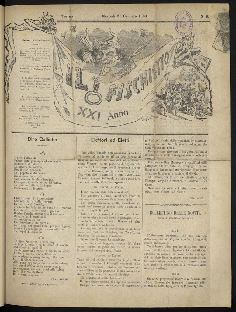 Miniatura de Il Fischietto del 21 de enero de 1868, nº 9