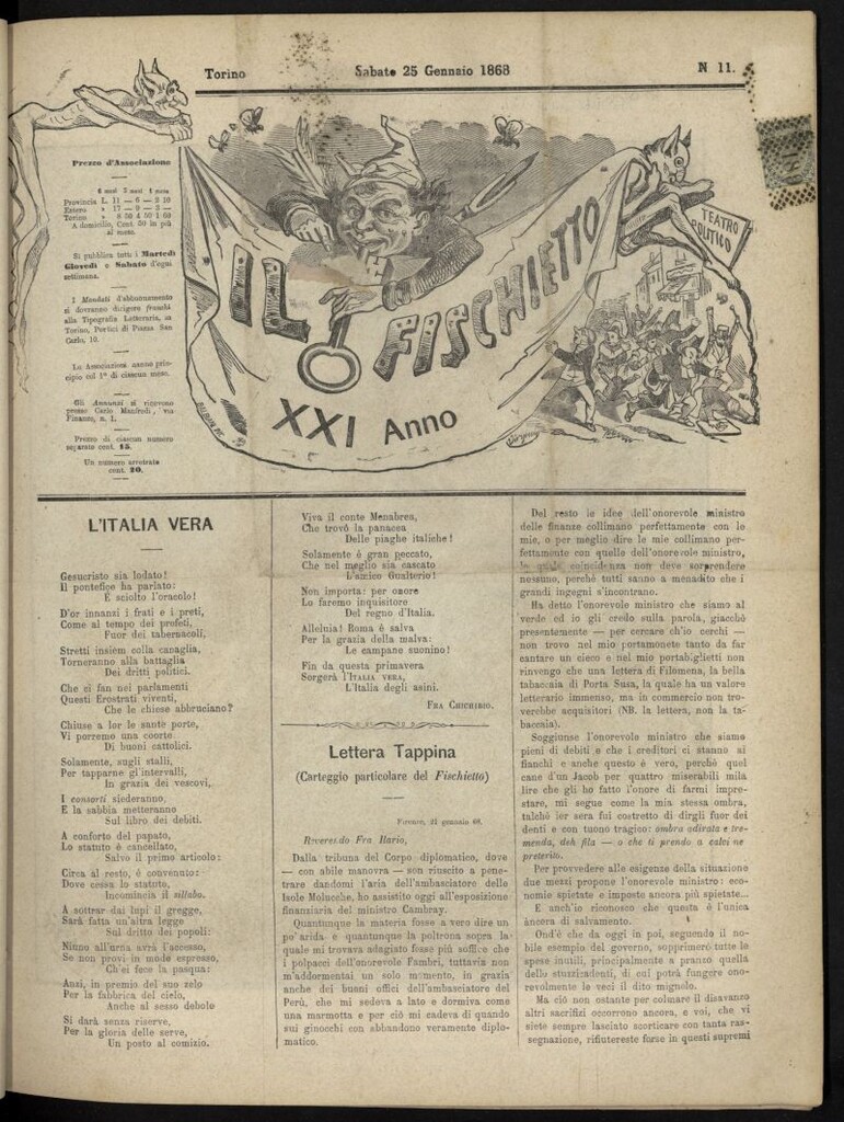 Miniatura de Il Fischietto del 25 de enero de 1868, nº 11