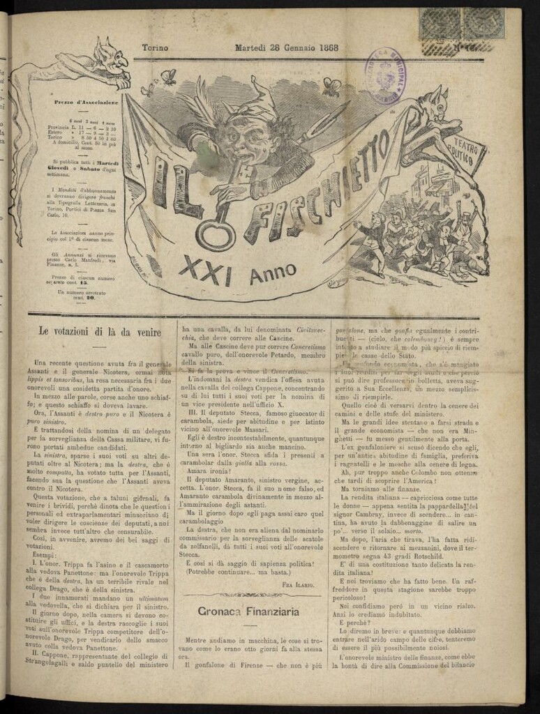 Miniatura de Il Fischietto del 28 de enero de 1868, nº 12