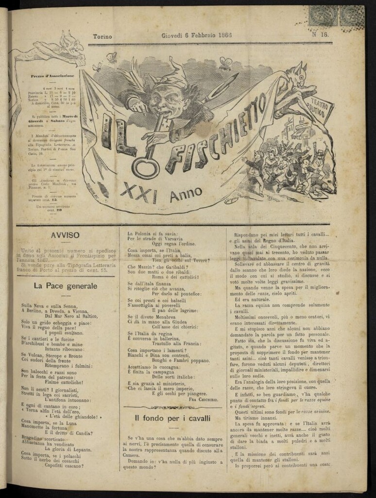 Miniatura de Il Fischietto del 6 de febrero de 1868, nº 16