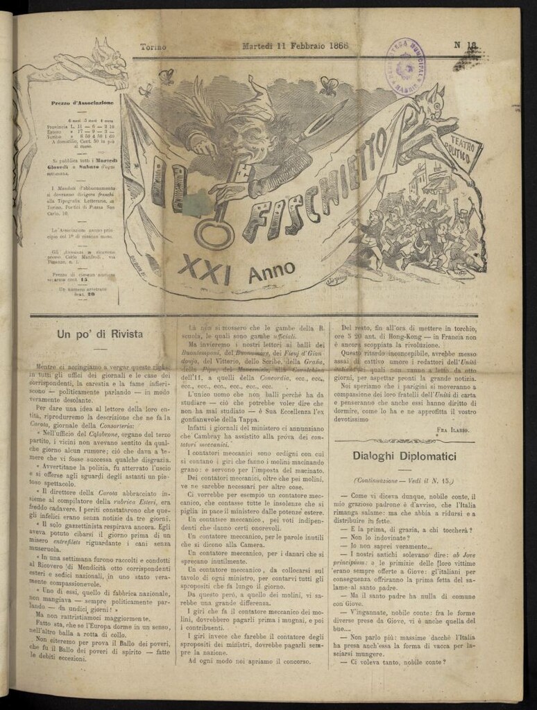 Miniatura de Il Fischietto del 8 de febrero de 1868, nº 17
