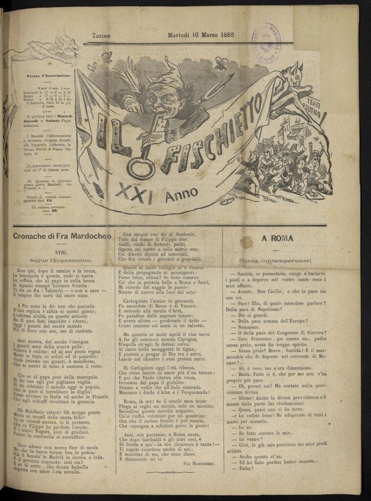 Miniatura de Il Fischietto del 10 de marzo de 1868, nº 30