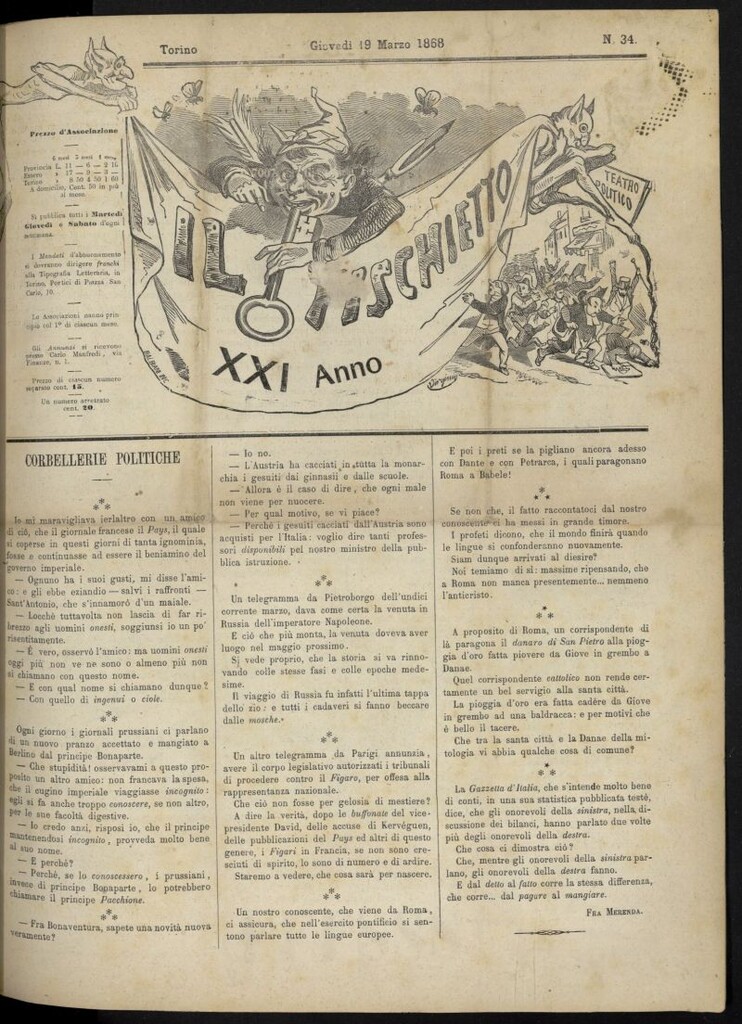 Miniatura de Il Fischietto del 19 de marzo de 1868, nº 34