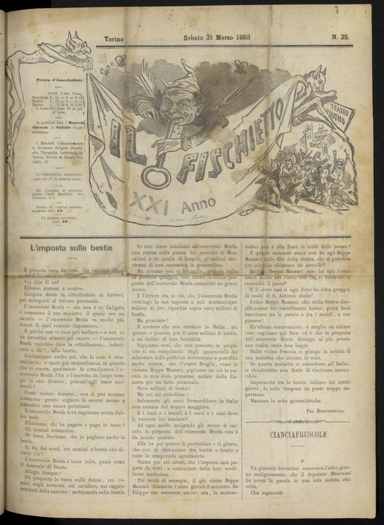 Miniatura de Il Fischietto del 21 de marzo de 1868, nº 35