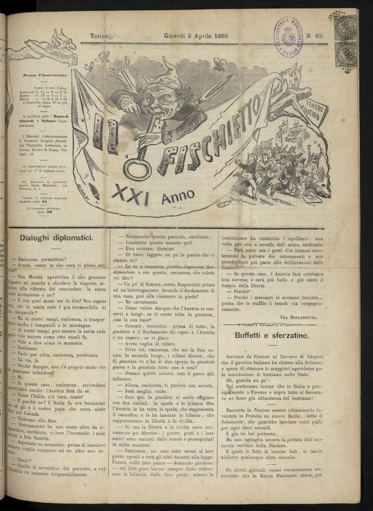 Miniatura de Il Fischietto del 2 de abril de 1868, nº 40