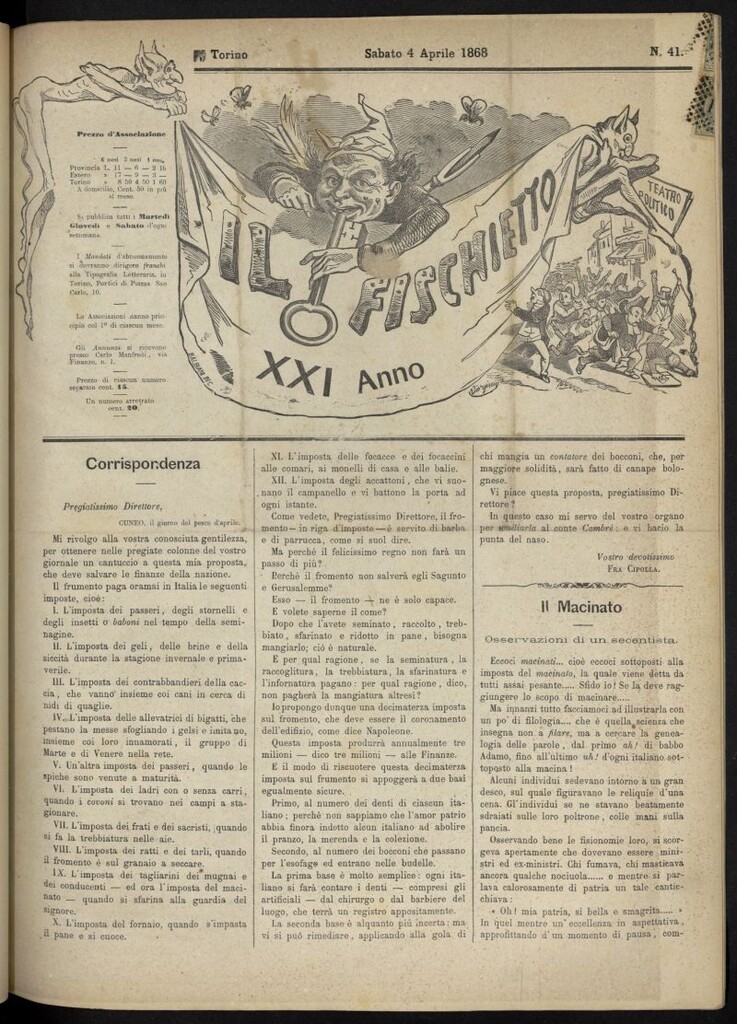 Miniatura de Il Fischietto del 4 de abril de 1868, nº 41