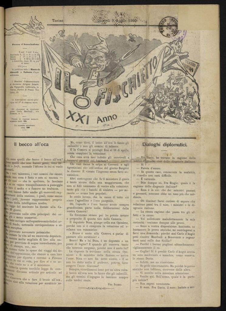 Miniatura de Il Fischietto del 9 de abril de 1868, nº 42