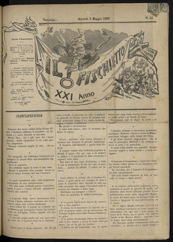 Miniatura de Il Fischietto del 2 de mayo de 1868, nº 53
