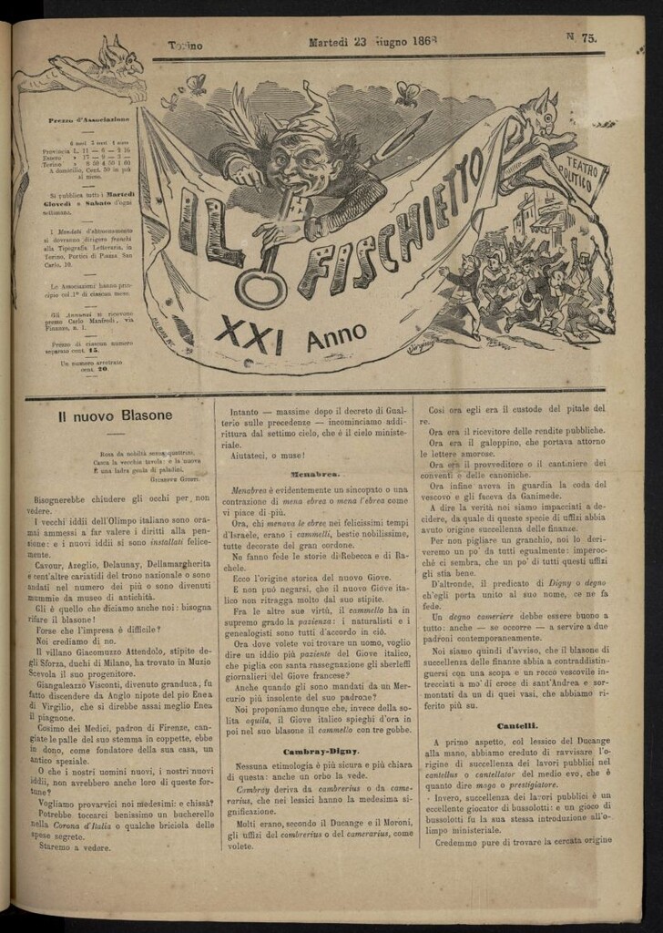 Miniatura de Il Fischietto del 23 de junio de 1868, nº 75