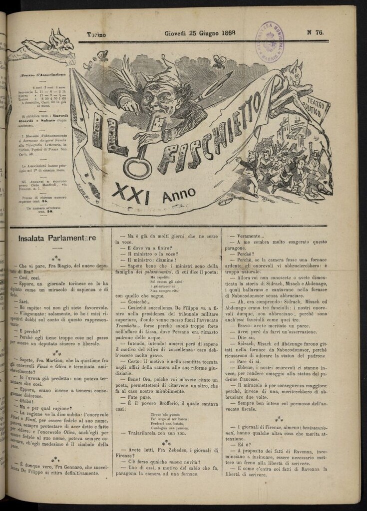 Miniatura de Il Fischietto del 25 de junio de 1868, nº 76