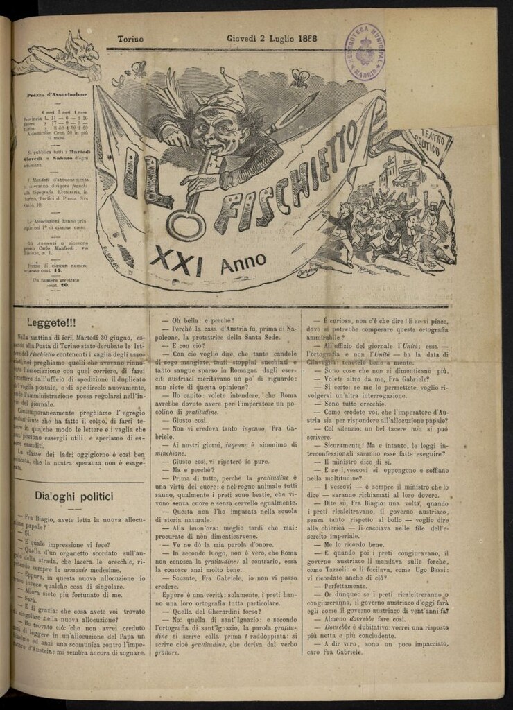 Miniatura de Il Fischietto del 2 de julio de 1868, nº 79