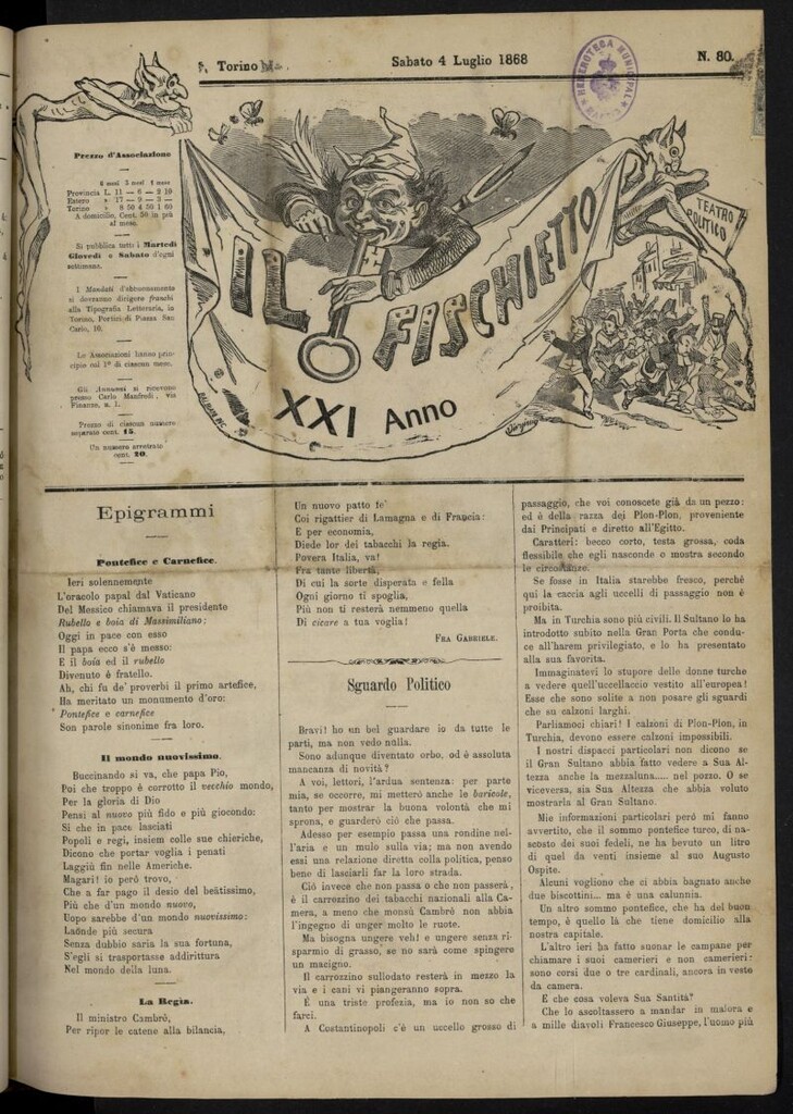 Miniatura de Il Fischietto del 4 de julio de 1868, nº 80