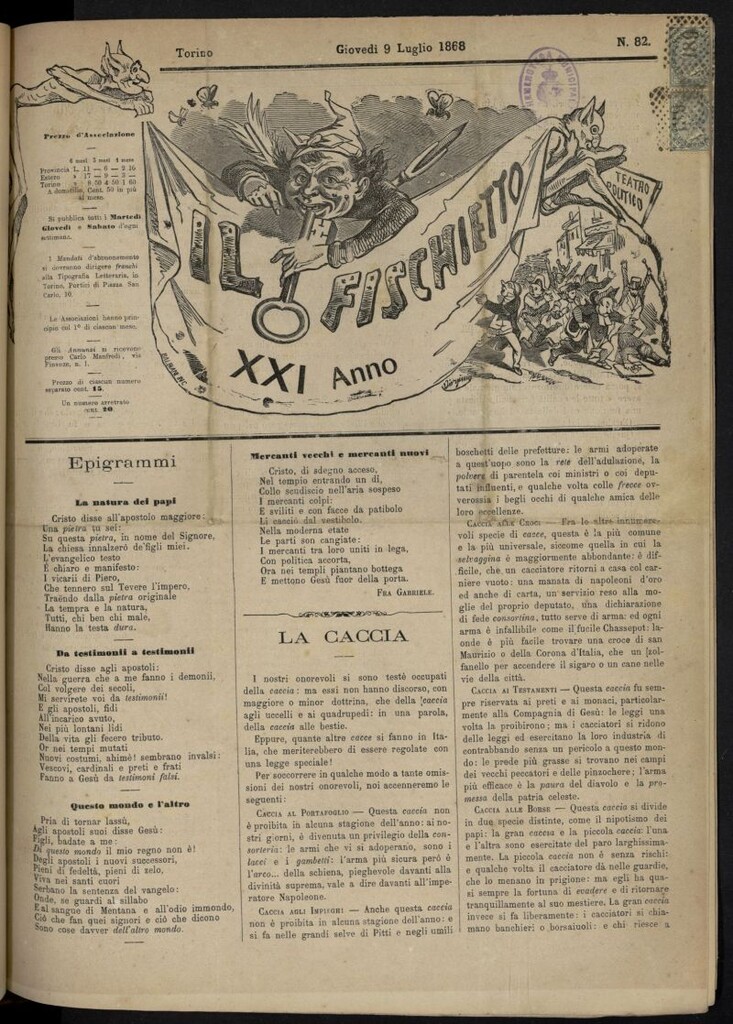 Miniatura de Il Fischietto del 9 de julio de 1868, nº 82