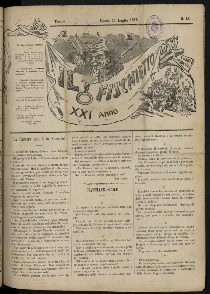 Miniatura de Il Fischietto del 11 de julio de 1868, nº 83