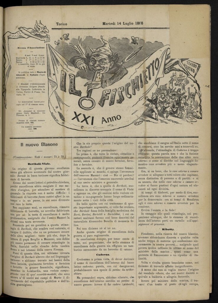 Miniatura de Il Fischietto del 14 de julio de 1868, nº 84