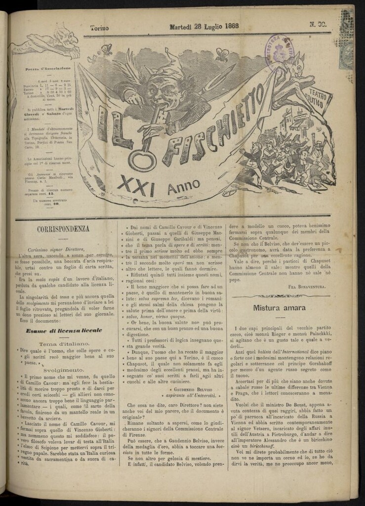 Miniatura de Il Fischietto del 28 de julio de 1868, nº 90