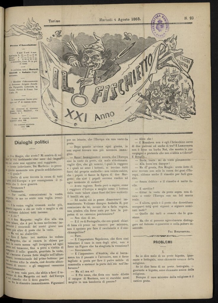 Miniatura de Il Fischietto del 4 de agosto de 1868, nº 93