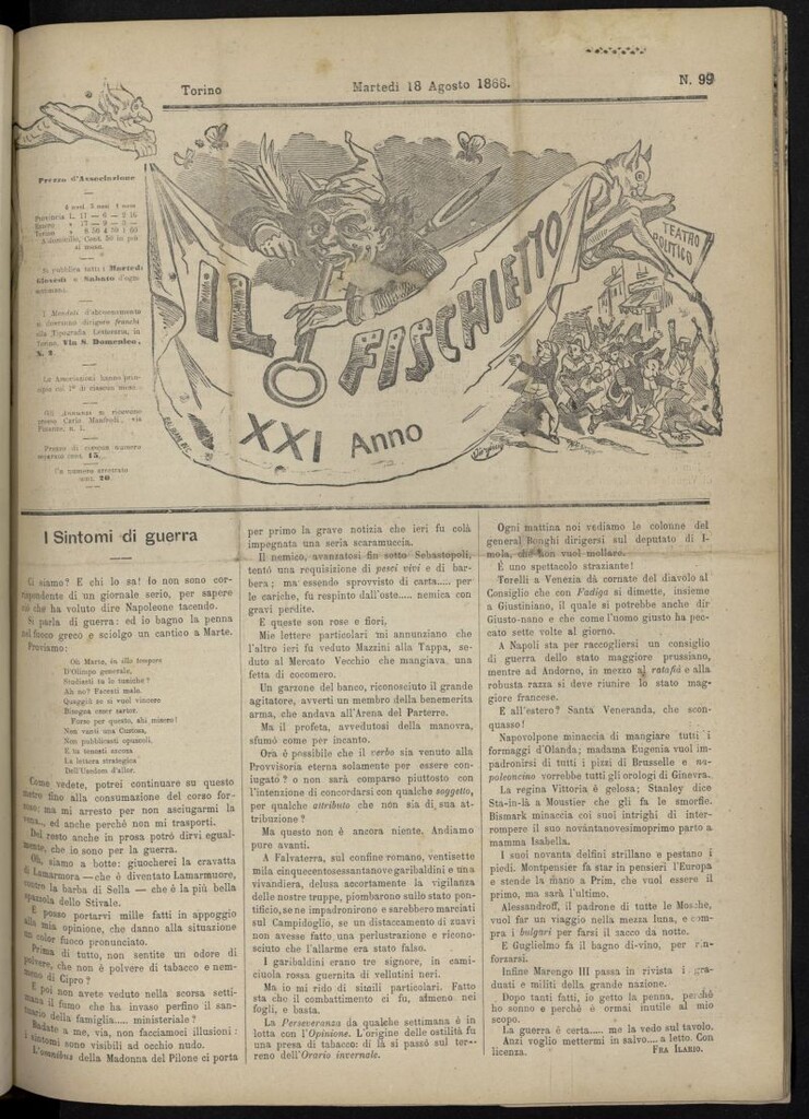 Miniatura de Il Fischietto del 18 de agosto de 1868, nº 99