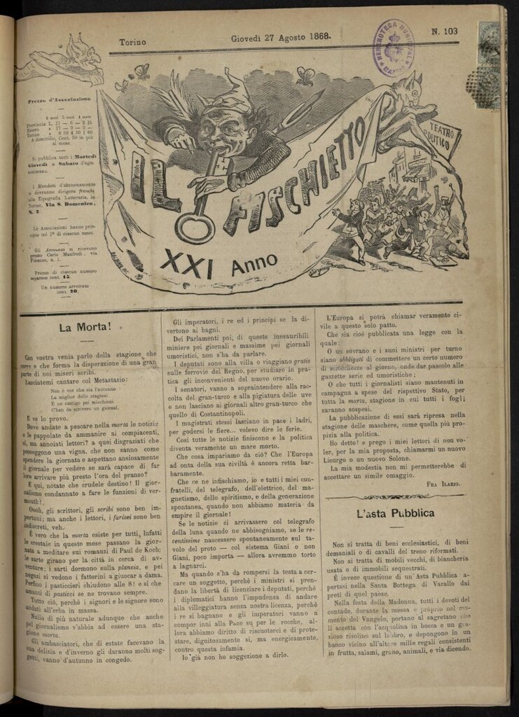 Miniatura de Il Fischietto del 27 de agosto de 1868, nº 103