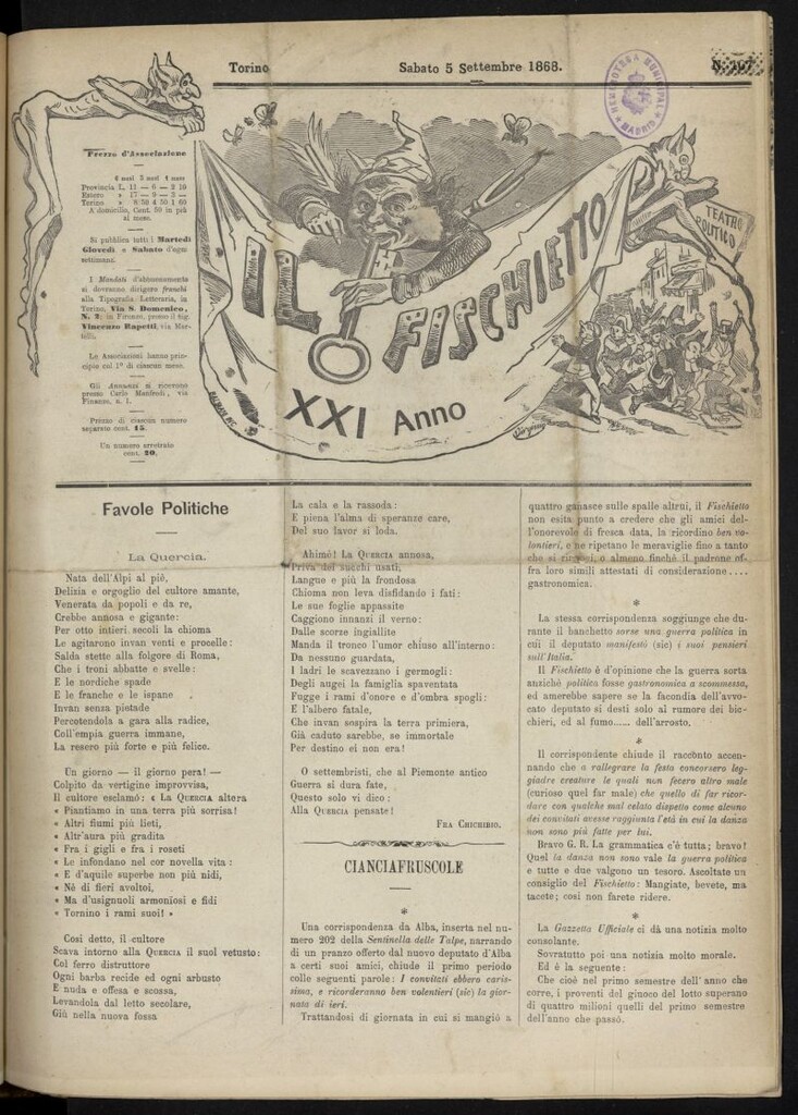 Miniatura de Il Fischietto del 5 de septiembre de 1868, nº 107