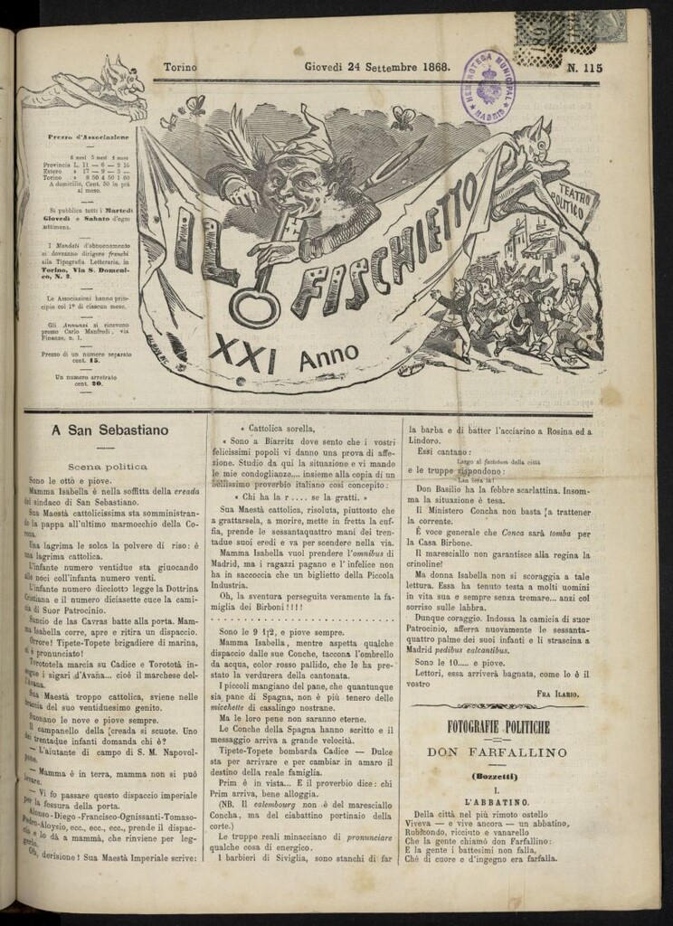 Miniatura de Il Fischietto el 24 de septiembre de 1868, nº 115