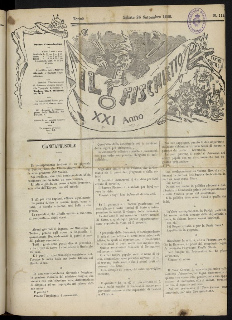 Miniatura de Il Fischietto del 26 de septiembre de 1868, nº 116