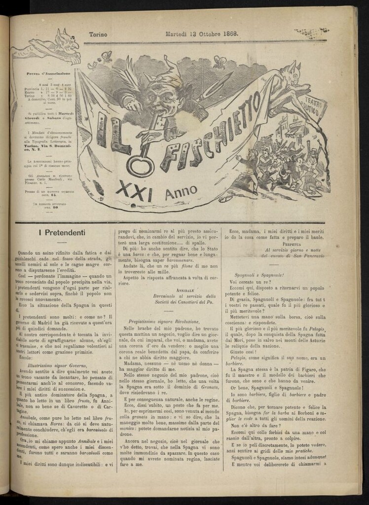Miniatura de Il Fischietto del 13 de octubre de 1868, nº 123