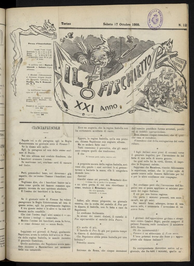 Miniatura de Il Fischietto del 17 de octubre de 1868, nº 125