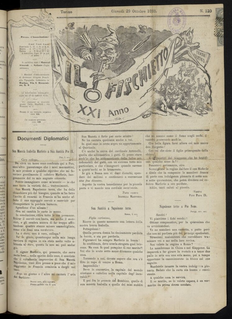 Miniatura de Il Fischietto del 29 de octubre de 1868, nº 130