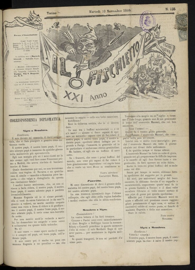 Miniatura de Il Fischietto del 10 de noviembre de 1868, nº 135