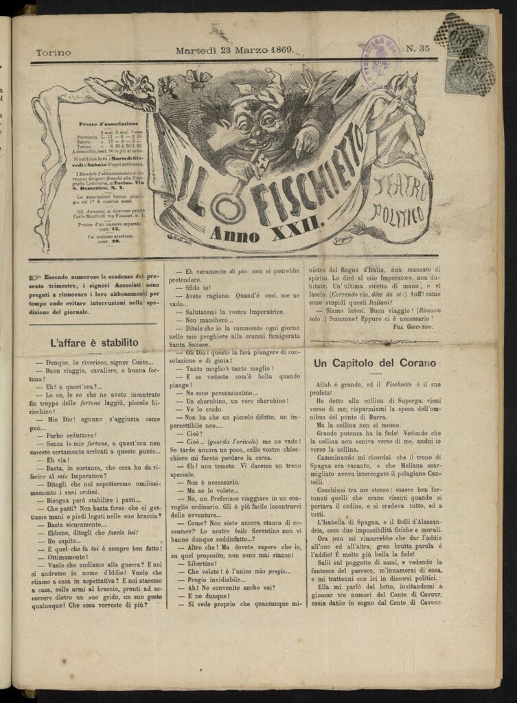 Miniatura de Il Fischietto del 23 de marzo de 1869, nº 35